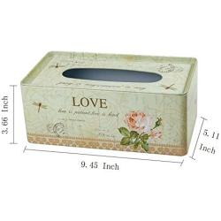 WHHOME Decorative Metal Tissue Holder Country Rural Rectangular Tissue Box Cover - Bathroom, Kitchen, Office Room