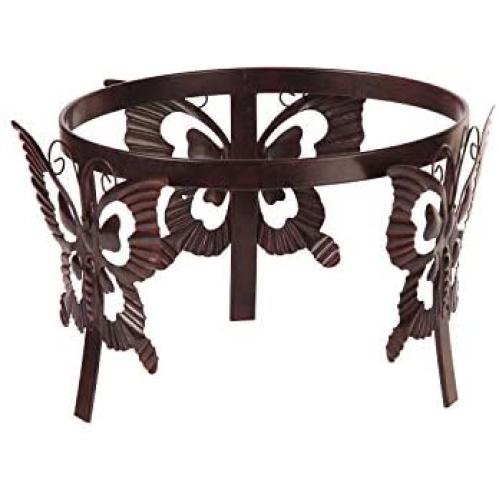 Topadorn Gazing Ball Stand Garden Hardware Metal Stand with Butterfly Adorned for 10-Inch or 12-Inch Gazing Globes