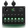 Nilight - 90123F 6 Gang ON Off Rocker Switch Panel Green Backlit 12V24V LED Digital Voltmeter Dual USB Charger Cigarette Lighter Socket Overload Protection Switch Panel For Cars RVs Boats Nilight - 90123F 6 Gang ON Off Rocker Switch Panel Green Backlit 12V24V LED Digital Voltmeter Dual USB Charger Cigarette Lighter Socket Overload Protection Switch Panel For Cars RVs Boats