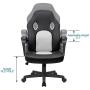 Furmax Office Chair Desk Leather Gaming Chair, High Back Ergonomic Adjustable Racing Chair,Task Swivel Executive Computer Chair Headrest and Lumbar Support Whote