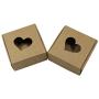 20Pcs Brown Mini Kraft Paper Box with Heart Shaped Window Gift Craft Candy Chocolate Paper Packaging Boxes 3x3x1.2 inch