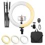 LimoStudio LED Ring Light 18-inch Diameter with Height 71.5'' Tripod Stand, Phone Holder, Mount Adapter, Bluetooth Remote Shutter with Strap, AGG1451