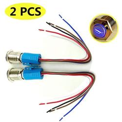 Viping Car Horn Button 12V 16mm LED On/Off Switch Momentary Button Reset Switch Dedicated Connector Switch Power Metal Toggle Car Boat Motorcycle DIY Switch Blu-ray automatic rebound reset 2-pack