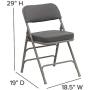 Flash Furniture HERCULES Series Premium Curved Triple Braced & Double Hinged Gray Fabric Metal Folding Chair