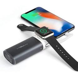 MIPOW Portable Apple Watch Charger, MFi Certified Magnetic 6000mAh Power Bank with Built-in iPhone Fast Charging Cord Cable, Pocket-sized Battery for iWatch Series 3 2 1 Nike 38mm 42mm