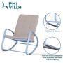 PHI VILLA Outdoor Patio Metal Rocking Chair, Padded Modern Rocker Chairs with Cushion, Support 301lbs for Porch, Deck, Balcony or Indoor Use (1PCS, Blue)