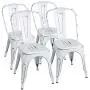 Furmax Metal Chairs Indoor/Outdoor Use Stackable Chic Dining Bistro Cafe Side Chairs Set of 4 (Distressed White) Furmax Metal Chairs Indoor/Outdoor Use Stackable Chic Dining Bistro Cafe Side Chairs Set of 4 (Distressed White)