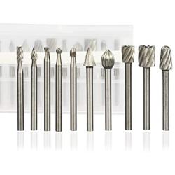 XUCHUAN Rotary Files 10 PCS HSS Rotary Burrs Rotary Tools Fit Power Tools Woodworking,Carving, Engraving