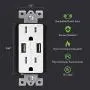 TOPGREENER 3.1A USB Wall Outlet Charger, 15A Tamper-Resistant Receptacles, Compatible with iPhone SE/11/XS/XR/X/8, Samsung Galaxy S20/S10/S9/Note, LG, HTC & More, UL Listed, TU2153A, White 6 Pack