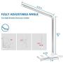 LED Desk Lamp, Eye-Caring Table Lamps, Natural Light Protects Eyes, 5 Modes, 10 Brightness Levels, Touch Control, Adjustable Table lamp with USB Charging Port, Auto Timer 30 / 60min, White
