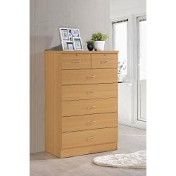 Hodedah HI70DR Beech 7 with Locks On 2-Top Chest of Drawers