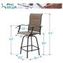 PHI VILLA Swivel Bar Stools Outdoor Kitchen Bar Height Patio Chairs Padded Sling Fabric, All-Weather Patio Furniture, 2 Pack
