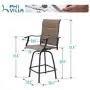 PHI VILLA Swivel Bar Stools Outdoor Kitchen Bar Height Patio Chairs Padded Sling Fabric, All-Weather Patio Furniture, 2 Pack