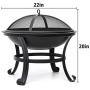 KINGSO Fire Pit, 22 Fire Pits Outdoor Wood Burning Steel BBQ Grill Firepit Bowl with Mesh Spark Screen Cover Log Grate Wood Fire Poker for Camping Picnic Bonfire Patio Backyard Garden Beaches Park