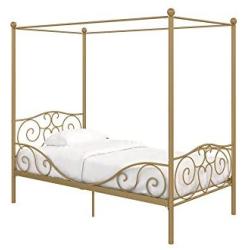 DHP Metal Canopy Bed with Sturdy Bed Frame - Twin Size (Gold)