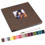 potricher 13.2x12.8 Inch Large Self Adhesive Photo Album Sticky 3x5 4x6 5x7 6x8 8x10 8.5x11 Magnetic Scrapbook Album 40 Pages Linen Cover DIY Photo Album with A Metallic Pen (Brown)