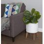 Kate and Laurel Gavri Farmhouse-Inspired Freestanding Metal Planter, White Metal Pot with Natural Rustic Wooden Legs