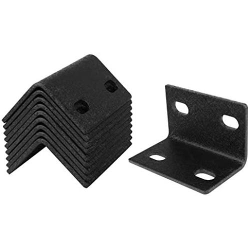 OTTFF 10 Pcs 1¾x1¾x2¾ in Slotted Hole Bed Corner Braces, DIY Adjustable L Bracket, Heavy Duty Steel Brackets, Black Powder Coated 90°Arc Angle Support Metal Holder Joint Fastener