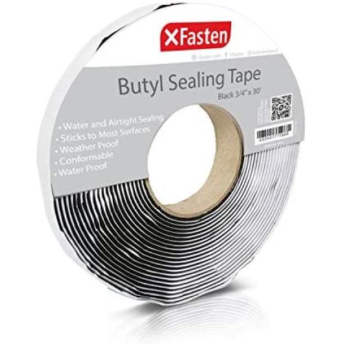 XFasten Black Butyl Seal Tape 1/8-Inch x 3/4-Inch x 30-Foot Leak Proof Putty Tape for RV Repair, Window, Boat Sealing, Glass and EDPM Rubber Roof Patching