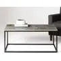 Walker Edison Modern Metal Frame Open Rectangle Coffee Accent Living Room Ottoman End Table, 42 Inch, Dark Concrete