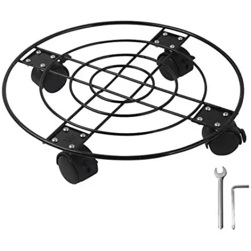 GARTOL Rolling Metal Plant Caddy - 13 Iron Round Plant Stand on Wheels, Garden Flower Pot Planter Mover, Heavy Duty Potted Plant Dolly for Outdoor & Indoor with Locking, Black GARTOL Rolling Metal Plant Caddy - 13 Iron Round Plant Stand on Wheels, Garden Flower Pot Planter Mover, Heavy Duty Potted Plant Dolly for Outdoor & Indoor with Locking, Black