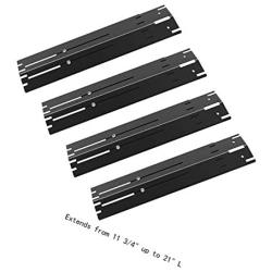 Broilmann Universal Adjustable Grill Heat Plate Replacement for Gas Grill, Porcelain Steel Heat Plate Shield, Flavorizer Bar, Extends from 11.75'' up to 21'' L (Pack of 4)