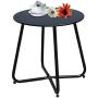 Grand patio Round Metal Side/End Table, Steel Patio Coffee Table for Bistro, Porch, Weather Resistant Outside Table Small (Black)