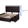 Allewie Queen Platform Bed Frame with 4 Drawers and Headboard/Diamond Stitched Button Tufted Upholstered Mattress Foundation with Storage, Brown