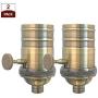 Royal Designs Vintage 3-Way Turn Knob Lamp Socket, Antique Brass, Set of 2