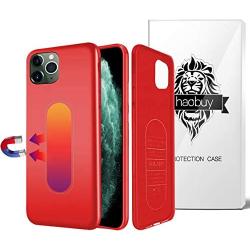 Magnetic Case for iPhone 11 Pro Max, Ultra Thin Magnetic Phone Case for Magnet Car Phone Holder with Invisible Built-in Metal Plate, Soft TPU Anti-Scratch Cover for iPhone 11Pro Max 6.5-Red