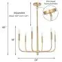 MOTINI 6 Lights Brushed Brass Chandelier Lighting Fixture for Dining Room Adjustable Height Metal Pendant Light Modern Farmhouse Chandelier for Bedroom Living Room Kitchen Island Foyer