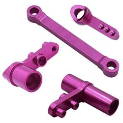 ZYCST Aluminum Metal Servo Saver Complete Set Upgrade Parts for HSP 1:10 RC Model Car 02025 02075 Steering Combination Kit(Purple)