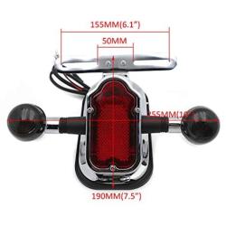 HTTMT- Motorcycle Chrome Smoke Metal Tombstone Brake Tail W/Light Signal Compatiable With Big Twin Motorcycle Bike [P/N: XH3118B-A-01-CD+SK]