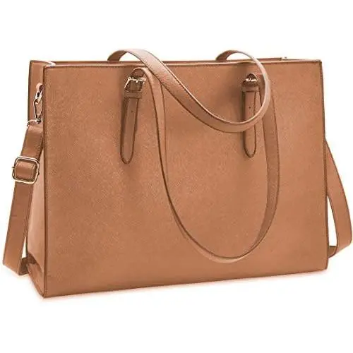 Laptop Bag for Women Waterproof Lightweight Leather 15.6 Inch Computer Tote Bag Business Office Briefcase Large Capacity Handbag Shoulder Bag Professional Office Work Bag Brown Laptop Bag for Women Waterproof Lightweight Leather 15.6 Inch Computer Tote Bag Business Office Briefcase Large Capacity Handbag Shoulder Bag Professional Office Work Bag Brown