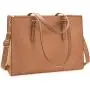 Laptop Bag for Women Waterproof Lightweight Leather 15.6 Inch Computer Tote Bag Business Office Briefcase Large Capacity Handbag Shoulder Bag Professional Office Work Bag Brown Laptop Bag for Women Waterproof Lightweight Leather 15.6 Inch Computer Tote Bag Business Office Briefcase Large Capacity Handbag Shoulder Bag Professional Office Work Bag Brown