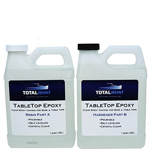 TotalBoat Epoxy Resin Crystal Clear - 2 Quart Epoxy Resin & Hardener Kit for Bar Tops, Table Tops & Countertops | Pro Epoxy Coating for Wood, Concrete, Art