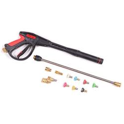 Pressure Washer Gun Accessories Kit: 4000 PSI Power Washer Wand Attachment w/High Pressure Extension, Pivot Connector, Male Adapter Parts & Quick Connect Water Spray Nozzles for Car Wash or Concrete