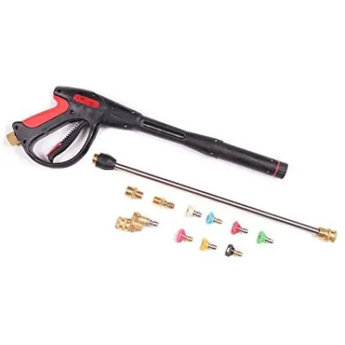 Pressure Washer Gun Accessories Kit: 4000 PSI Power Washer Wand Attachment w/High Pressure Extension, Pivot Connector, Male Adapter Parts & Quick Connect Water Spray Nozzles for Car Wash or Concrete