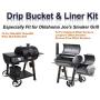 BIG PART Black Grease Drip Bucket with12-Pack Disposable Foil Liner Kit Replacement Parts for Oklahoma Joes, Also Fits Most Wood Pellet Grill & Offset Smokers