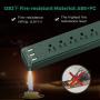 SUPERDANNY USB Surge Protector Power Strip Mountable 5ft Extension Cord Multiple Protection 5 Outlet 3 USB Port with Hook & Loop Fastener for iPhone iPad PC Home Office Travel Dark Green