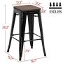 YAHEETECH 26inch barstools Set of 4 Counter Height Metal Bar Stools, Indoor Outdoor Stackable Bartool Industrial with Wood Seat 331Lb, Black