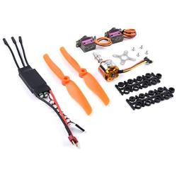 Readytosky A2212 2200KV Brushless Motor+40A 2-3S ESC+MG90S 9g Metal Gear Servo+6035 Propellers for RC Fixed Wing Plane Helicopter