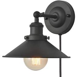 Premium Plug in Wall Sconce, UL Vintage Industrial Wall Light Fixture, XIDING Edison Wall Lamp with 94.5in Cord, Upgrade Matte Black Finish, Plug-in or Hardwire 2 in 1 Installation Method,1-Light