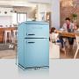 Galanz GLR31TBEER Retro Compact Refrigerator, Mini Fridge with Dual Doors, Adjustable Mechanical Thermostat with True Freezer, 3.1 Cu.Ft, Blue