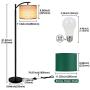 Rottogoon Floor Lamp for Living Room, LED Standing Lamp with 2 Lamp Shades Tall Industrial Floor Lamp Reading for Bedroom, Office, Study Room (9W LED Bulb, Beige & Dark Green Shades Included) - Black