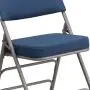 Flash Furniture HERCULES Series Premium Curved Triple Braced & Double Hinged Navy Fabric Metal Folding Chair