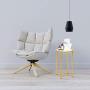 VINGLI 15.7 Modern Round End Table, Tempered Glass Accent Table Side Table Nightstand with Metal Frame for Living Room,Bedroom,Gold