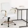 Flash Furniture Mid-Back White LeatherSoft Executive Swivel Office Chair with Gold Frame and Arms Flash Furniture Mid-Back White LeatherSoft Executive Swivel Office Chair with Gold Frame and Arms