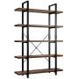 Homfa Bookshelf, 5-Tier Industrial Bookcase, Open Storage Display Shelves Organizer, Accent Furniture with Wood Grain Shelves and Metal Frame for Home Office, 47L x 13W x 70H