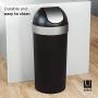 Umbra Venti 16.5-Gallon Swing Top Kitchen Trash Can – Large, 35-inch Tall Garbage Can for Indoor, Outdoor or Commercial Use, Black/Nickel